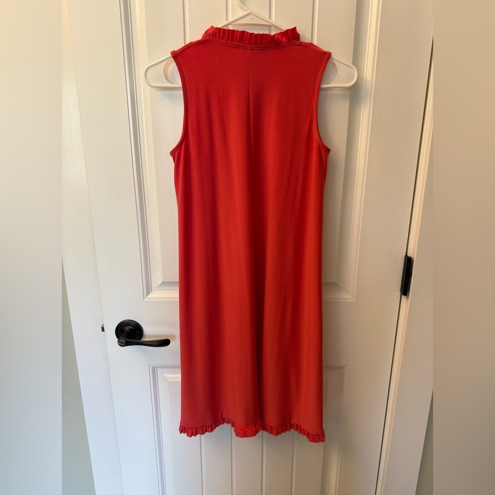 Elegant Ruffled Red Midi Dress - Picture 2 of 3